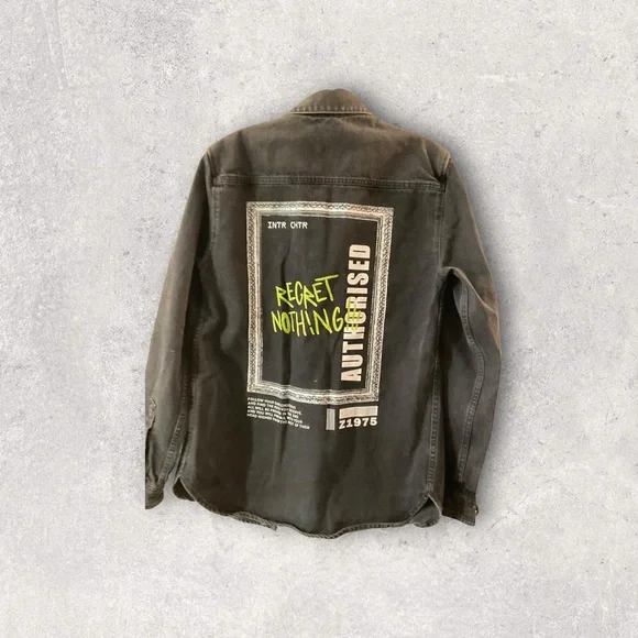 DENIM SHIRT JACKET W/ GRAPHICS - Picture 1 of 5